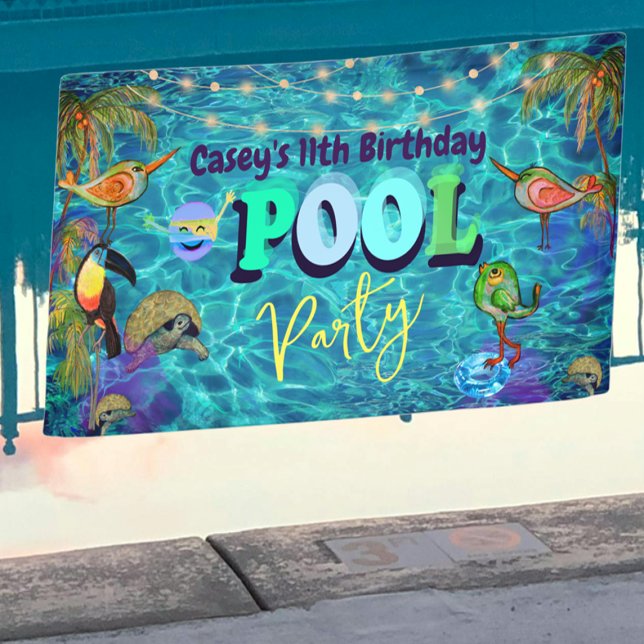 Summer Pool Fun Party I Cool Birthday Banner (Summer Pool Fun Party I Cool Birthday Banner)