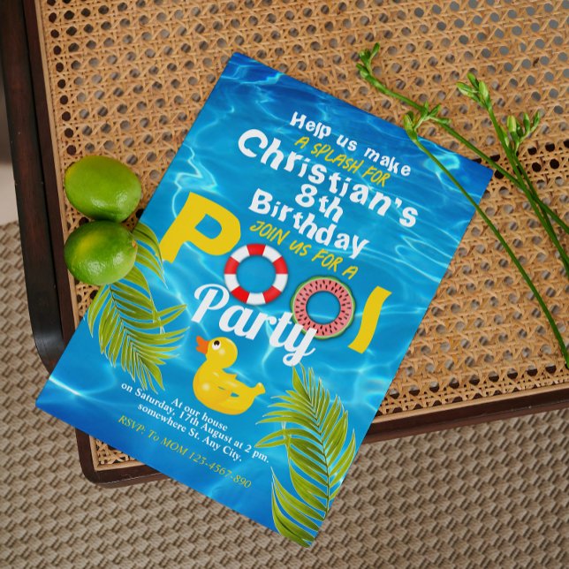 Summer Pool Kids Birthday Party Invitation (Creator Uploaded)