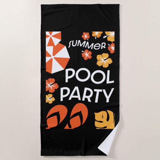 Summer Pool Parties  Beach Towel (Front)