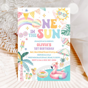 Summer Pool Party 1st Birthday Invitation