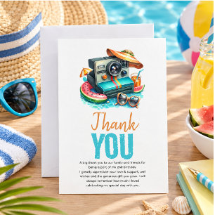 Summer Pool Party 2nd birthday Thank You Card