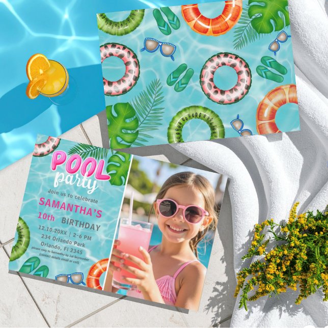 Summer Pool Party Any Age Birthday Invitation (Creator Uploaded)