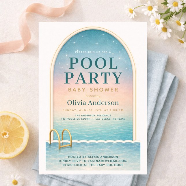 Summer Pool Party Baby Shower Invitation (Creator Uploaded)
