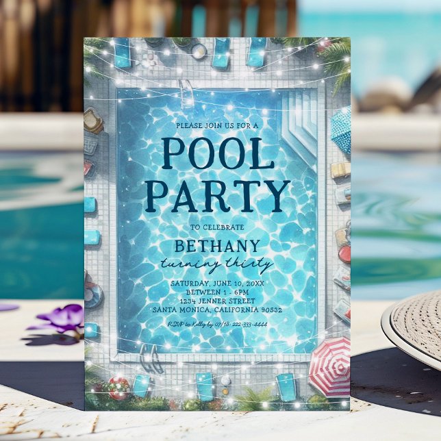 Summer Pool Party Birthday Party Invitation (Creator Uploaded)
