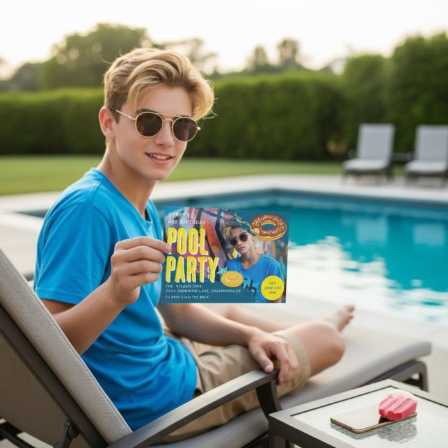 Summer Pool Party Birthday photo  Invitation (Creator Uploaded)