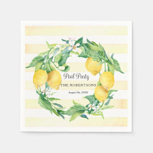 Summer Pool Party Citrus Lemon Wreath Blossom Leaf Napkin