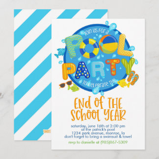 Summer Pool Party, End of School Year Party Invitation