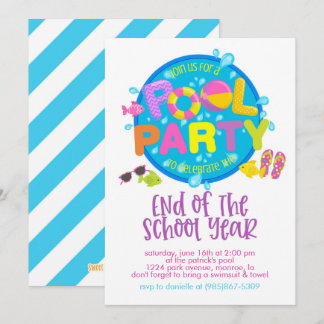 Summer Pool Party, End of School Year Party Invitation