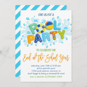 Summer Pool Party, End of the School Year Party Invitation