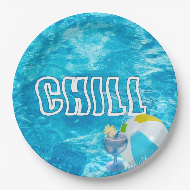Summer Pool Party Fun Paper Plate (Front)