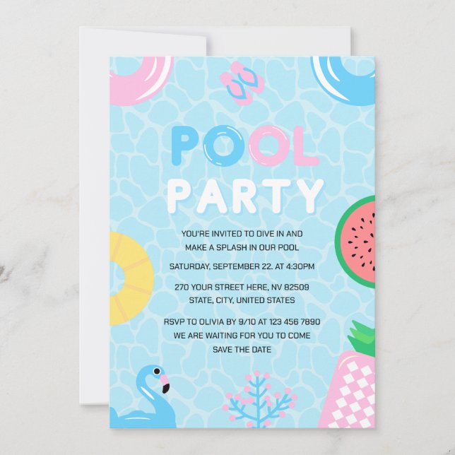 Summer Pool Party Gender Reveal  Invitation (Front)