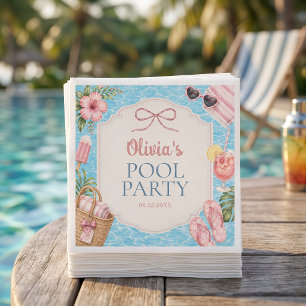 Summer Pool Party Girl Birthday Napkins
