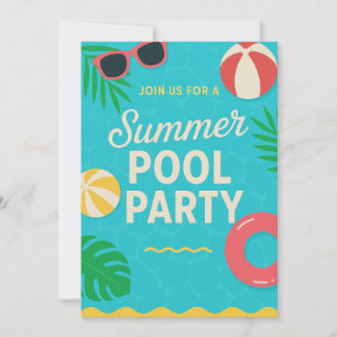 Summer Pool Party Invitation   Bright Tropical