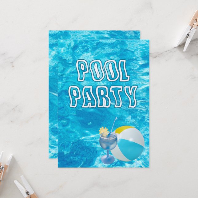 Summer Pool Party Invite (Front/Back In Situ)