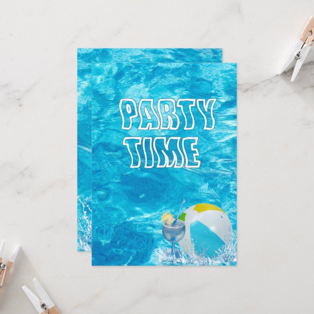 Summer Pool Party Invite (Front/Back In Situ)