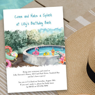 Summer Pool Party Make a Splash Kids Birthday Bash Invitation