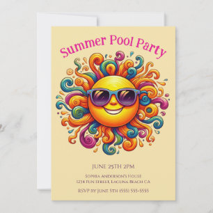 Summer Pool Party- Sunny Smiles Invitation