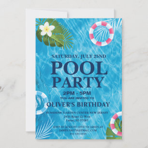 summer Pool Party,Swimming Birthday Invitation
