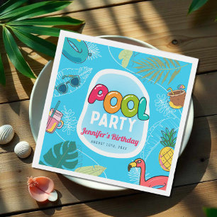 Summer Pool Party Swimming Birthday Napkin