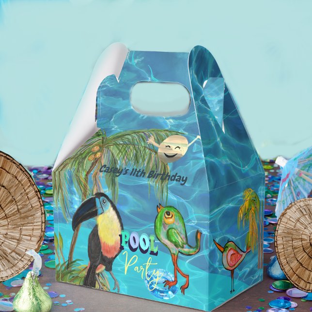 Summer Pool Party Tropical Birthday  Favour Box (Summer Pool Party Tropical Birthday Favor Boxes)