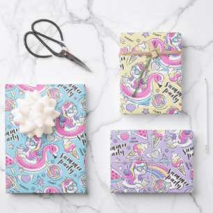 Summer Pool Party Unicorn  Wrapping Paper Sheet
