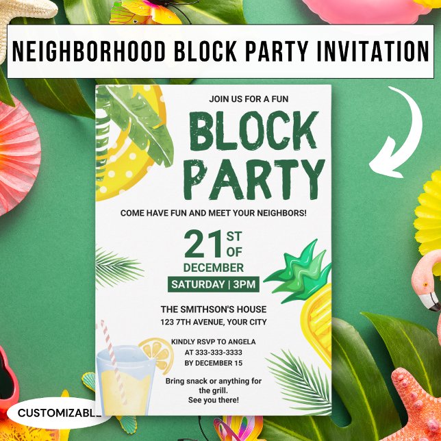 Summer Pool Snack Picnic Fun Neighbour Block Party Invitation (Creator Uploaded)