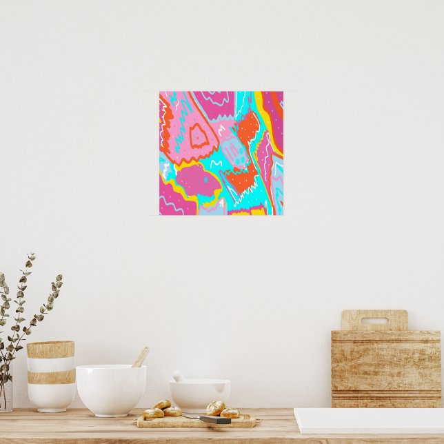 Summer Poolside Vibes Abstract Art Poster (Kitchen)