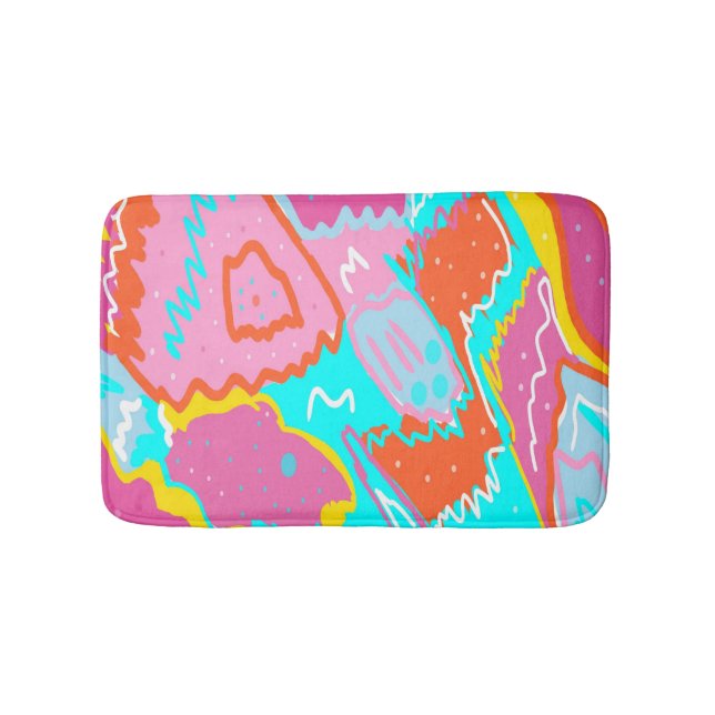 Summer Poolside Vibes Abstract Print Bath Mat (Front)