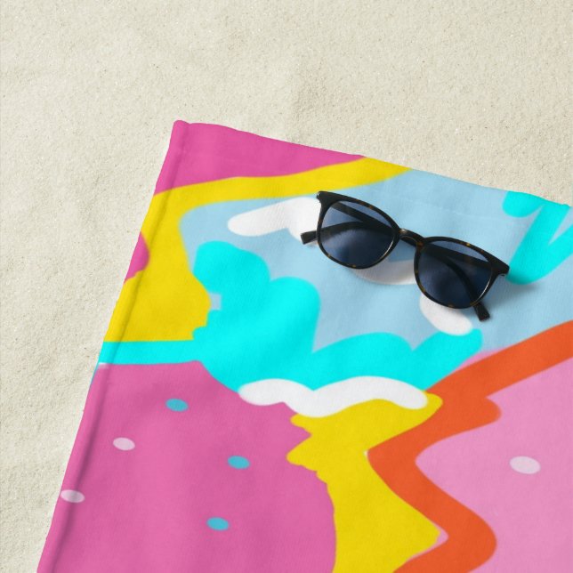 Summer Poolside Vibes Abstract Print Beach Towel (In Situ)