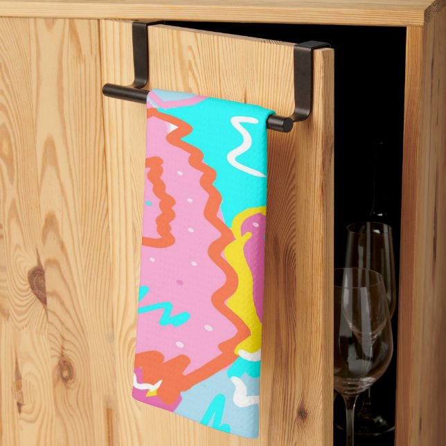 Summer Poolside Vibes Abstract Print Tea Towel (Thirds Fold)