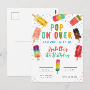 Summer pop ice cream birthday party postcard