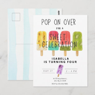 Summer pop ice cream birthday party postcard