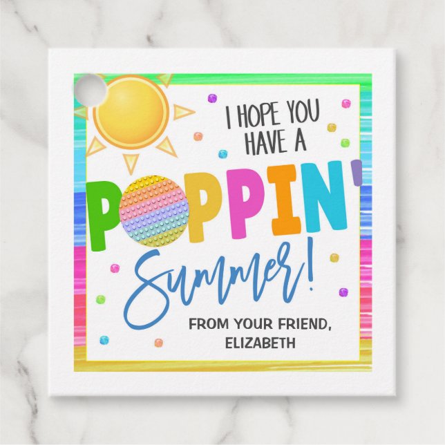 Summer Pop It Gift Tags (Front)