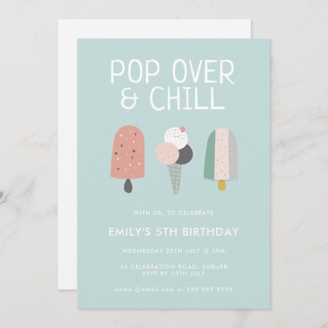 Summer Pop Over & Chill Popsicle Party Birthday Invitation (Front/Back)