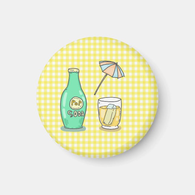 Summer Pop Soda Vibes - Cute Cartoon Drink  Magnet (Front)