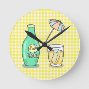 Summer Pop Soda Vibes - Cute Cartoon Drink Round Clock