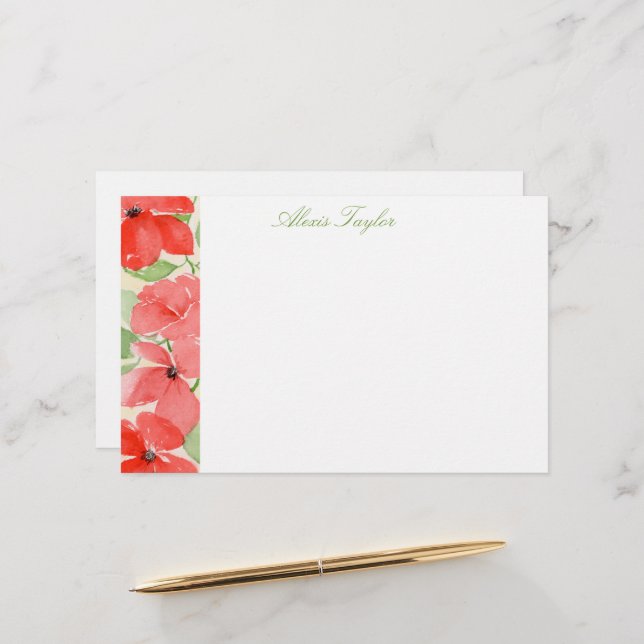 Summer Poppies Stationery (Front/Back In Situ)