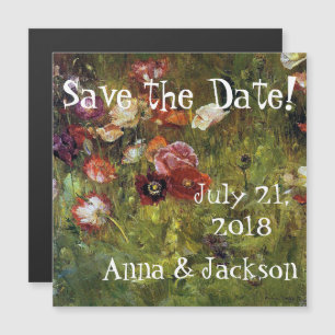 Summer Poppy Flowers Save Date Magnetic Card
