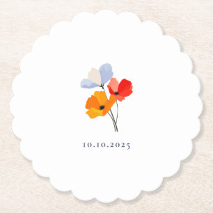 Summer Poppy Special Event Date Shower Paper Coaster