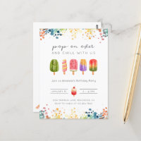 Summer popsicle ice cream birthday invitation