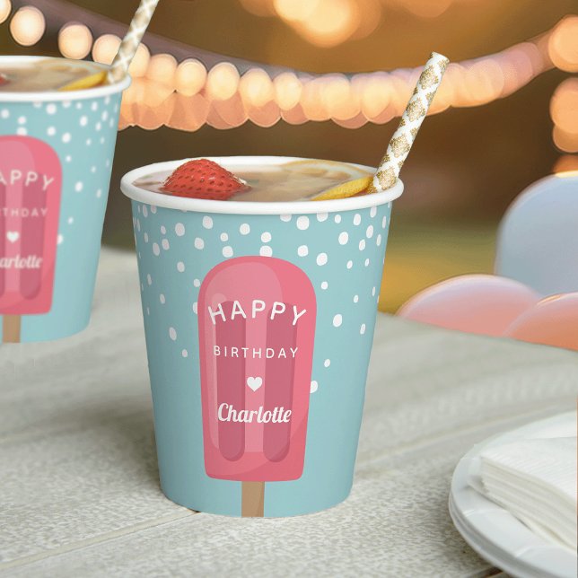 Summer Popsicle Kids Birthday Party Personalised Paper Cups (Creator Uploaded)