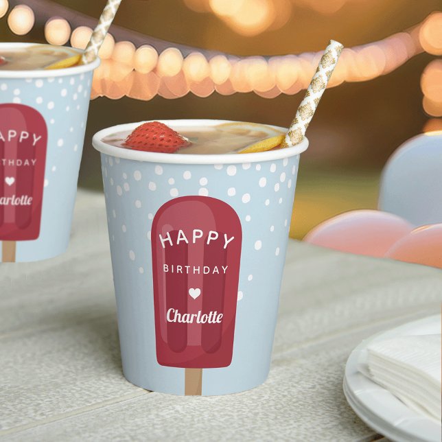 Summer Popsicle Kids Birthday Party Personalised Paper Cups (Creator Uploaded)