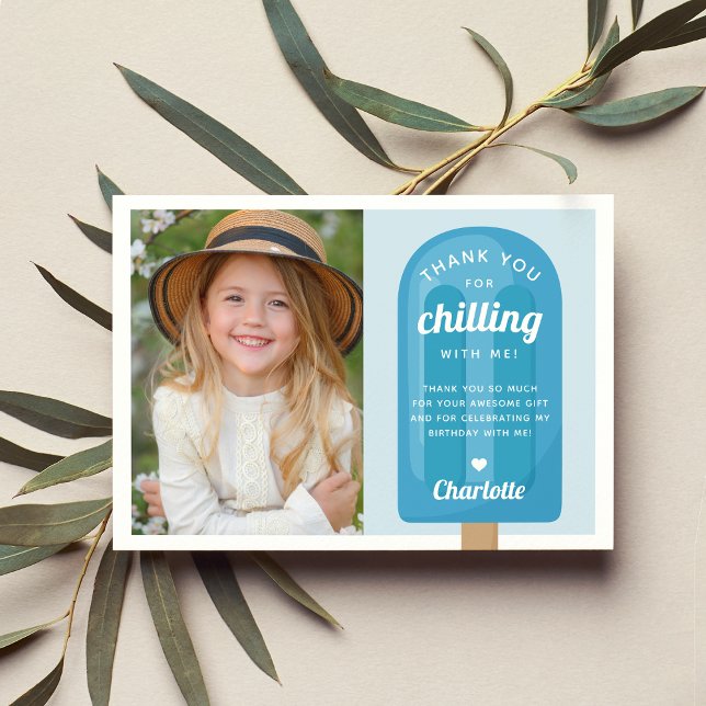 Summer Popsicle Kids Birthday Photo Thank You Card (Creator Uploaded)