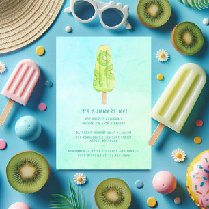 Summer Popsicle Watercolor Birthday Party Invitation