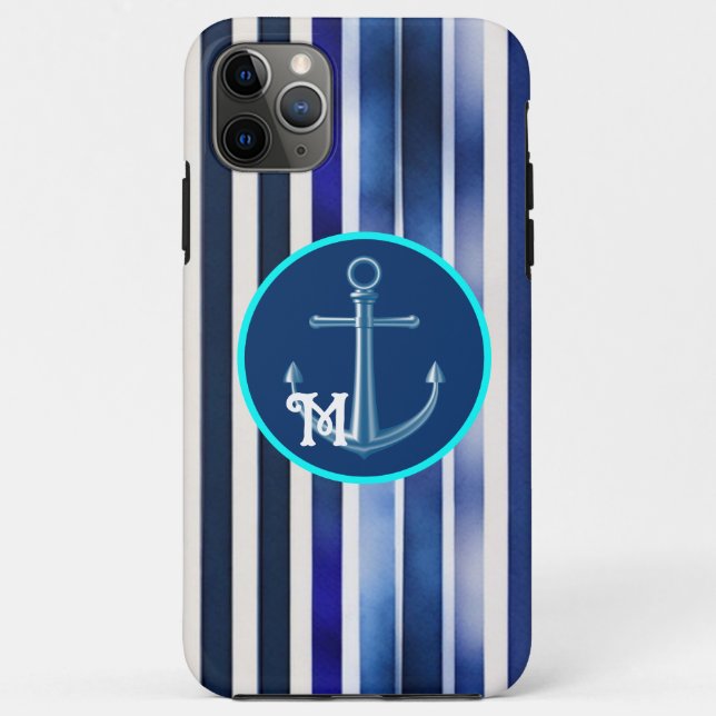 Summer Popular Navy Blue Boat Stripes Collection Case-Mate iPhone Case (Back)