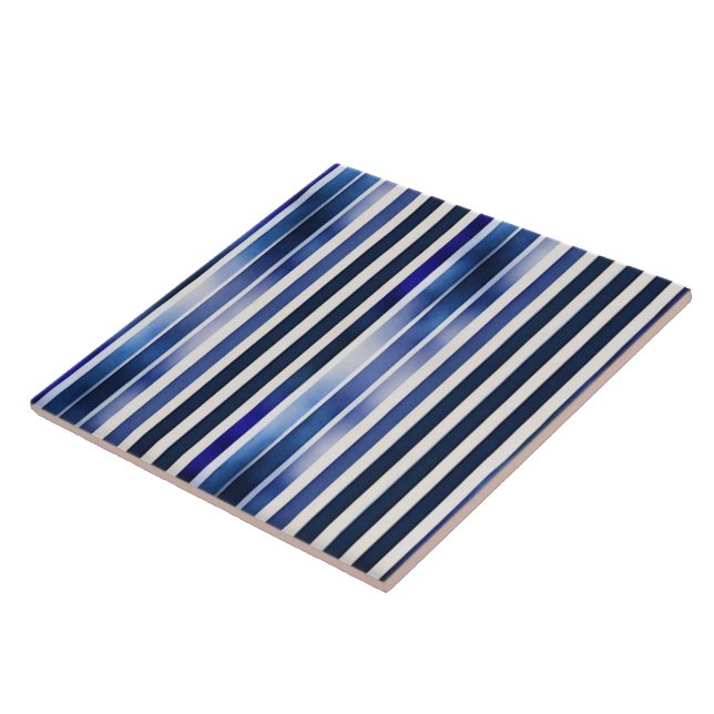 Summer Popular Navy Blue Boat Stripes Collection Ceramic Tile (Side)