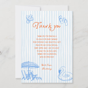 Summer Pregnant and Poolside Baby Shower Thank You Card