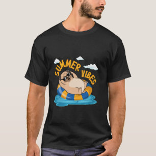 Summer Pug Lover Pool Funny Swimming Float Dog Dad T-Shirt