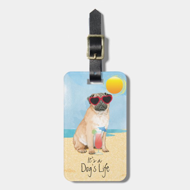 Summer Pug Luggage Tag (Front Vertical)