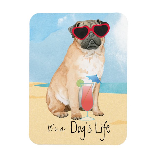 Summer Pug Magnet (Vertical)